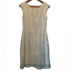 Connected Apparel Light Blue Lace Cap Sleeve Dress